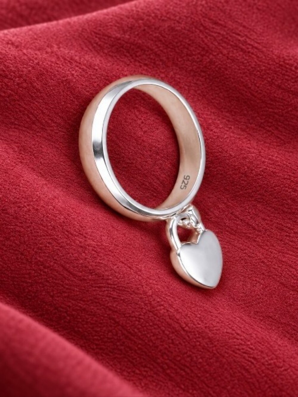 Sterling Silver Heart Charm Ring